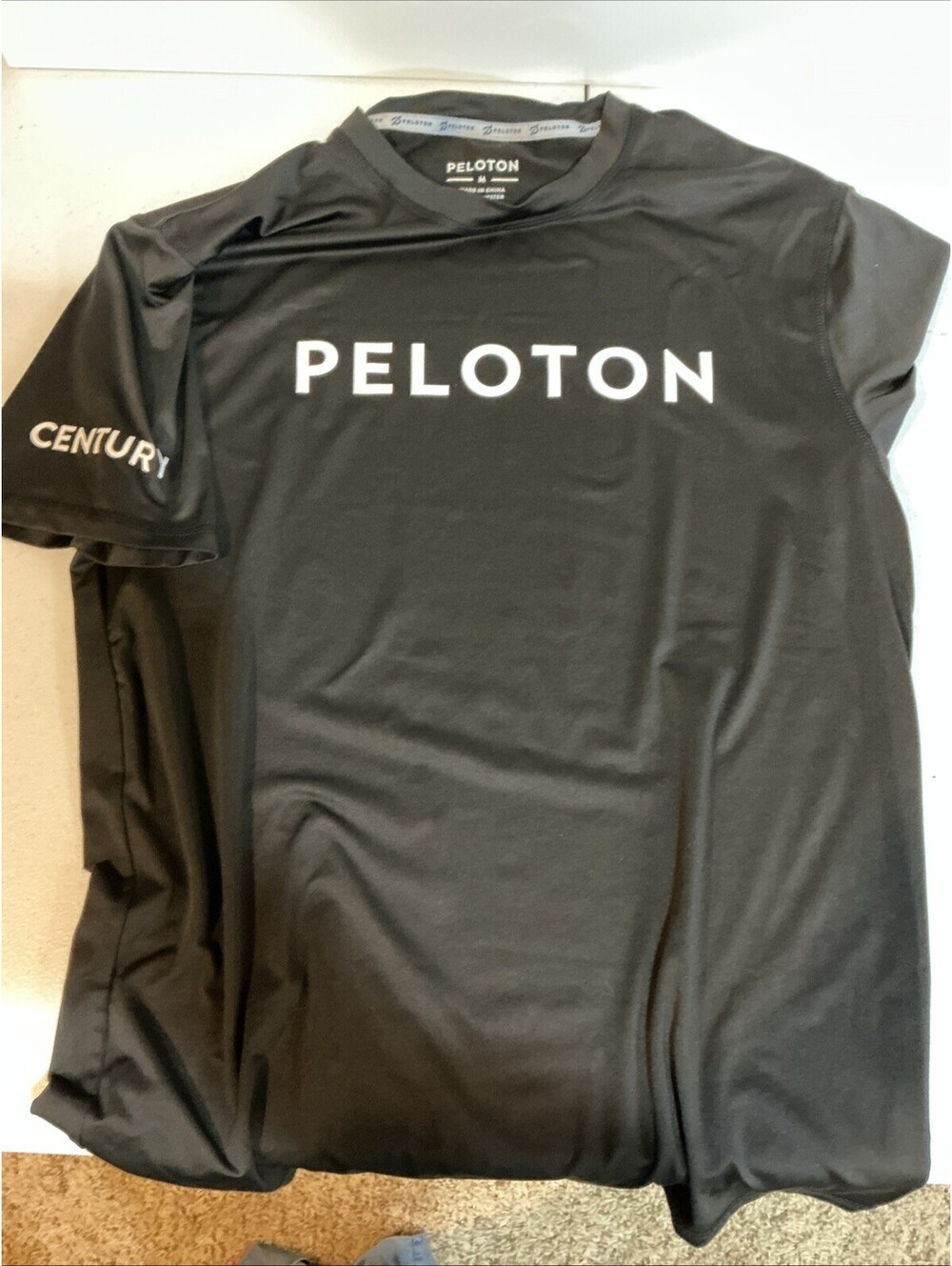 Peloton Century Shirt Men’s Medium Black Performance Athletic Workout Tee